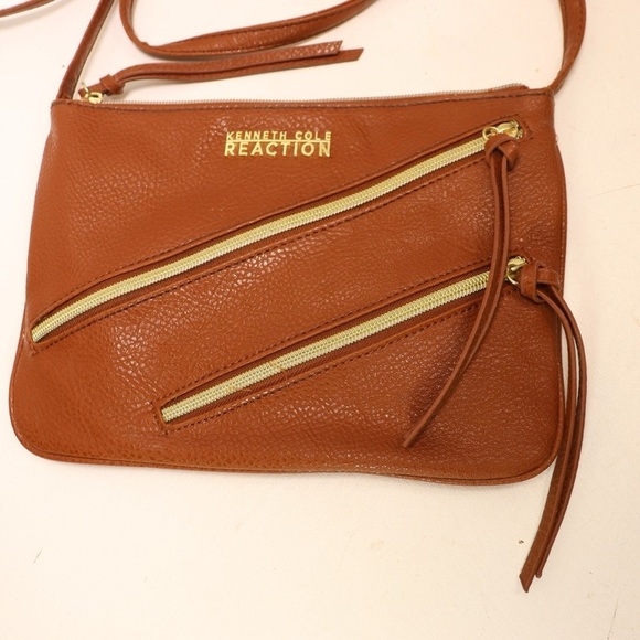 Kenneth Cole Reaction Brown Crossbody Bag with Diagonal Zippers - Picture 2 of 11